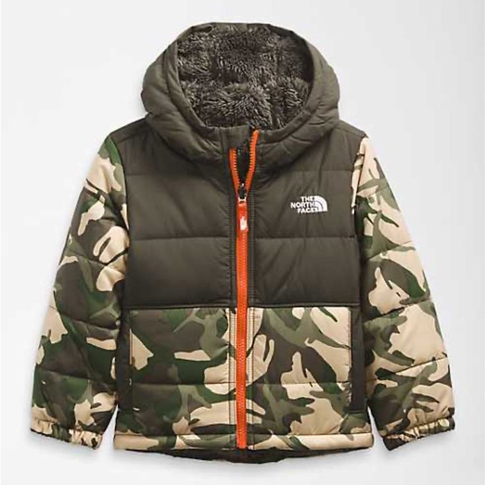 The North Face Kids Reversible Mount Chimbo Camo Print Puffer Coat SZ 10/12